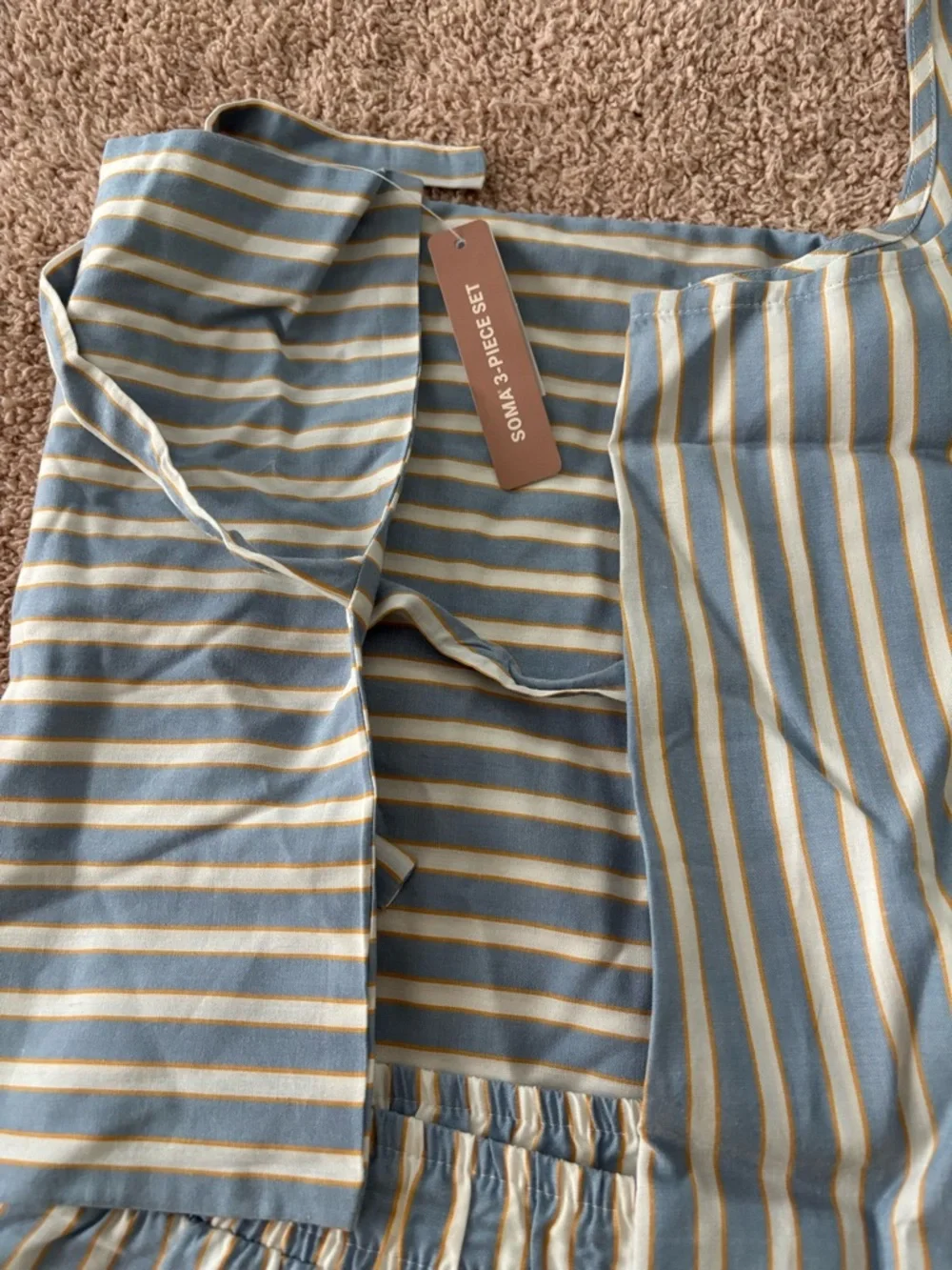 NWT Soma Blue and Cream Striped Pajama short  Set - Picture 5 of 5